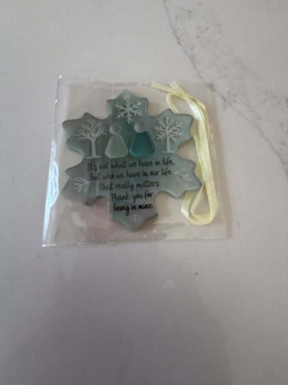 2D Acrylic Snowflake-Shaped Sea Glass Friendship Keepsake Ornament